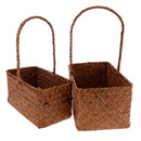 2x Rattan Woven Storage Basket Sundries Food Container Organizer Rectangle