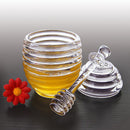 Food Grade Material Beehive Style Glass Transparent Honey Jar with Stirring Rod