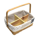 Detachable 4 Cell Cedarwood Woven Rattan Storage Basket Hand Knitting Boxes Woven Container for Storage, Laundry, Picnic, Plant Pot Cover, and Beach Bag (12 x 8 x 5inch)