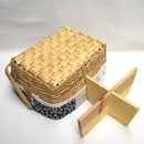 Detachable 4 Cell Cedarwood Woven Rattan Storage Basket Hand Knitting Boxes Woven Container for Storage, Laundry, Picnic, Plant Pot Cover, and Beach Bag (12 x 8 x 5inch)