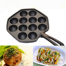 Cast Iron Takoyaki Octopus Balls Pan 12 Molds Kitchen BBQ Non-stick Cookware
