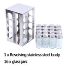 Spice Jar Rack Holder Seasonings Containers Condiments Storage Kitchen Set