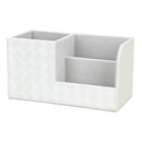 Beige PU Leather Desktop Organizer Pen Pencil Holder Makeup Brush Container Home Office Tool