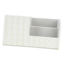 Beige PU Leather Desktop Organizer Pen Pencil Holder Makeup Brush Container Home Office Tool