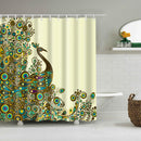 Bathroom Shower Curtain Green Peacock Extra Long With Rings 180 X 180cm (71''X71'') - Waterproof, Non Toxic, Eco-Friendly, No Chemical Odor, Rust Proof Grommets