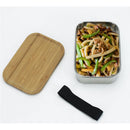 Portable Bento Lunch Box Stainless Steel Food Container Bamboo Lid Sushi Box