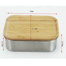 Portable Bento Lunch Box Stainless Steel Food Container Bamboo Lid Sushi Box