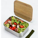 Portable Bento Lunch Box Stainless Steel Food Container Bamboo Lid Sushi Box