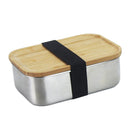 Portable Bento Lunch Box Stainless Steel Food Container Bamboo Lid Sushi Box