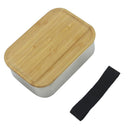 Portable Bento Lunch Box Stainless Steel Food Container Bamboo Lid Sushi Box