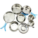 Portable Non Stick Camping Hiking Pots & Pans & Plates Cookware Set Lids