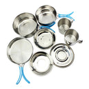 Portable Non Stick Camping Hiking Pots & Pans & Plates Cookware Set Lids