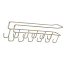 12Hook Under Shelf Cabinet Rack Mug Tea Cup Holder Metal Storage Hooks White, Double row hook design, a total of 12 hooks