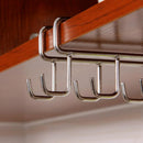 12Hook Under Shelf Cabinet Rack Mug Tea Cup Holder Metal Storage Hooks White, Double row hook design, a total of 12 hooks