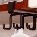 12 Hook Under Cabinet Cups Holder Hanging Rack Mug Storage Organizer Brown