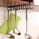 12 Hook Under Cabinet Cups Holder Hanging Rack Mug Storage Organizer Brown