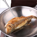 Stainless Steel Fried Fish Steak Pizza Chicken Wings Turner Slotted Spatula Kitchen Cooking Tool with Anti-scald Handle