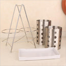 Stainless Chopsticks Cage Cutlery Storage Box Draining Rack Holder Silver