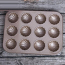 12-Cup Nonstick Madeleine Pan Baking Shell Mould Carbon Steel Madeleine Cake Pan