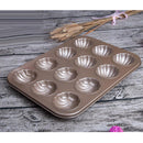 12-Cup Nonstick Madeleine Pan Baking Shell Mould Carbon Steel Madeleine Cake Pan