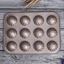 12-Cup Nonstick Madeleine Pan Baking Shell Mould Carbon Steel Madeleine Cake Pan