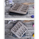 8 Cavity Non-stick Carbon Steel Mini Hotdog-shaped Cake Pan, Bread Mold for Oven Baking