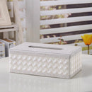 Tissue Box Dispenser Case Napkin Holder Home Office Car Accessory White Grid, Stylish Home Decoration 9.84x5.51x3.74 inch