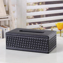 Kitchen Napkin Holder Livingroom Decor Black Knit Leather Tissue Dispenser, Stylish Home Decoration 9.84x5.51x3.74 inch