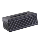 Kitchen Napkin Holder Livingroom Decor Black Knit Leather Tissue Dispenser, Stylish Home Decoration 9.84x5.51x3.74 inch