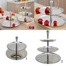 2 Tier Stainless Steel Cake Stand Fruit Plate Wedding Birthday Party Decor