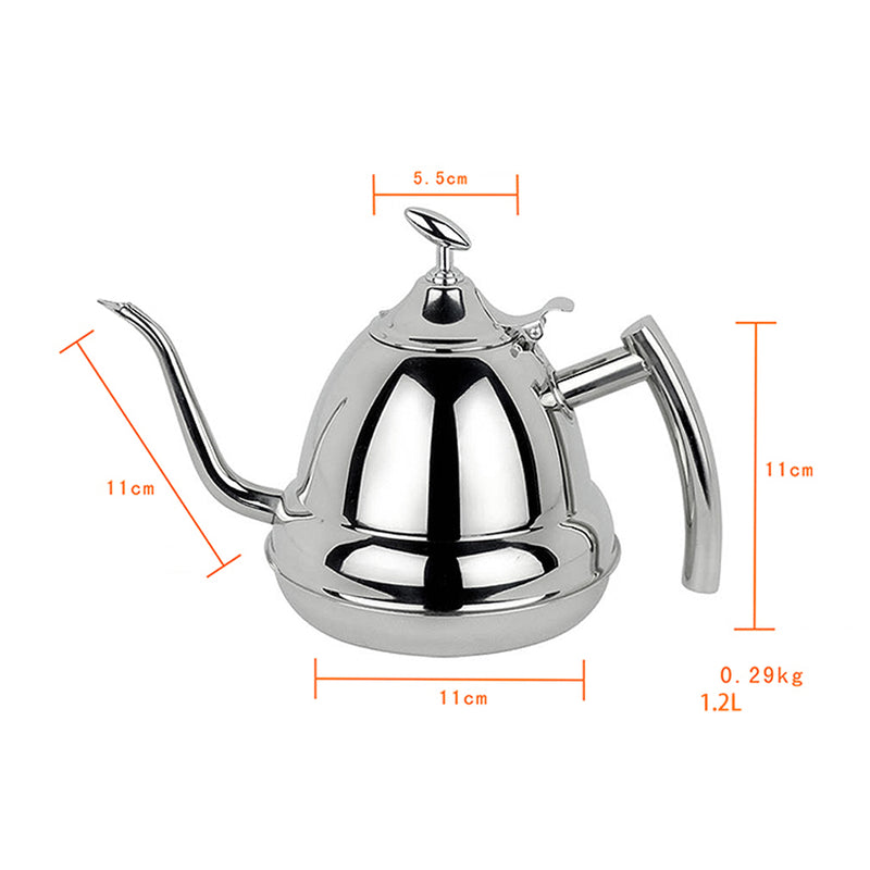 1.2L Stainless Steel Cold Water Kettle Infuser Teapot Coffee Pot Restaurant, Vintage, Thermal Carafe Dishwasher Safe