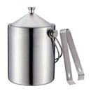 Ice Bucket, Insulated Stainless Steel Double Walled Ice Bucket with Lid, Stainless Steel Ice Tongs Set, Silver
