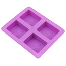 Tree Shape Purple Rectangle Silicone Cake Mold 4 Hole Chocolate Soap Mold