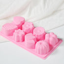 8-Cavity Silicone Flower Shape Cake Molds Decorating Ice Cube Trays for Cake Chocolate Cupcake