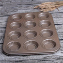 Mini Tart Pans Non Stick Carbon Steel Cake Baking Molds For Pies, Cheese Cakes, Desserts, Quiche Pan, 12 Cavity, Kitchen Bakeware