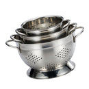 Set of 3 Functional Stainless Steel Colander - Even Holes, Dries Quickly, Easy Cleaning - for Small Restaurant, Hotel or Home Kitchen