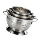 Set of 3 Functional Stainless Steel Colander - Even Holes, Dries Quickly, Easy Cleaning - for Small Restaurant, Hotel or Home Kitchen
