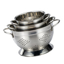 Set of 3 Functional Stainless Steel Colander - Even Holes, Dries Quickly, Easy Cleaning - for Small Restaurant, Hotel or Home Kitchen