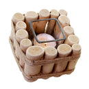 Retro Natural Wooden Art Candle Holder Candlestick- Country Style Decor Dinner Atmosphere Decoration with Candle Cup