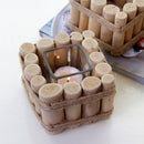 Retro Natural Wooden Art Candle Holder Candlestick- Country Style Decor Dinner Atmosphere Decoration with Candle Cup