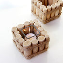 Retro Natural Wooden Art Candle Holder Candlestick- Country Style Decor Dinner Atmosphere Decoration with Candle Cup
