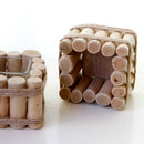 Retro Natural Wooden Art Candle Holder Candlestick- Country Style Decor Dinner Atmosphere Decoration with Candle Cup