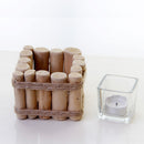 Retro Natural Wooden Art Candle Holder Candlestick- Country Style Decor Dinner Atmosphere Decoration with Candle Cup