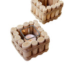 Retro Natural Wooden Art Candle Holder Candlestick- Country Style Decor Dinner Atmosphere Decoration with Candle Cup