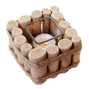 Retro Natural Wooden Art Candle Holder Candlestick- Country Style Decor Dinner Atmosphere Decoration with Candle Cup