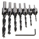 7pcs 3mm-10mm 5 Flutes Countersink Drill Bit Set HSS Carpentry Reamer Woodworking Chamfer Drill