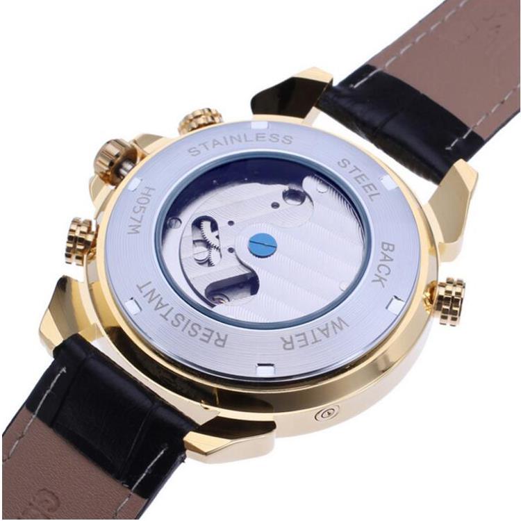 JARAGAR F120504 Fashion Automatic Mechanical Watch Date Display Leather Strap Men Wrist Watch