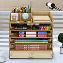 Wooden File Books Holder Bookshelf Desktop Organizer Storage Shelf File Tray Pen Pencil Holder Office School Home Supplies