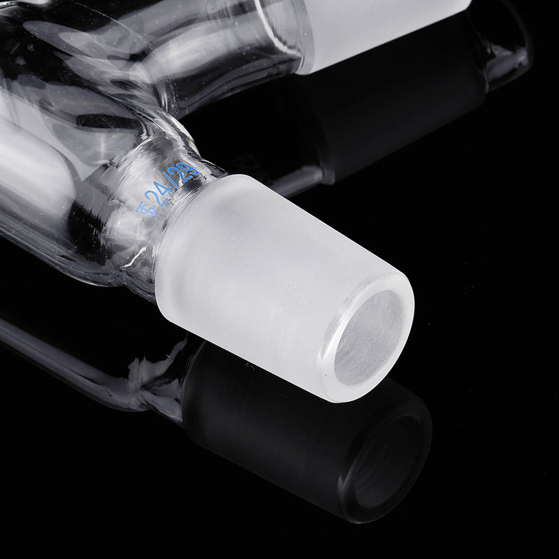 24/29 75 Degree Three-way Borosilicate Glass Distillation Adapter Connector Distilling Tube w/ Standard Ground Taper Joints