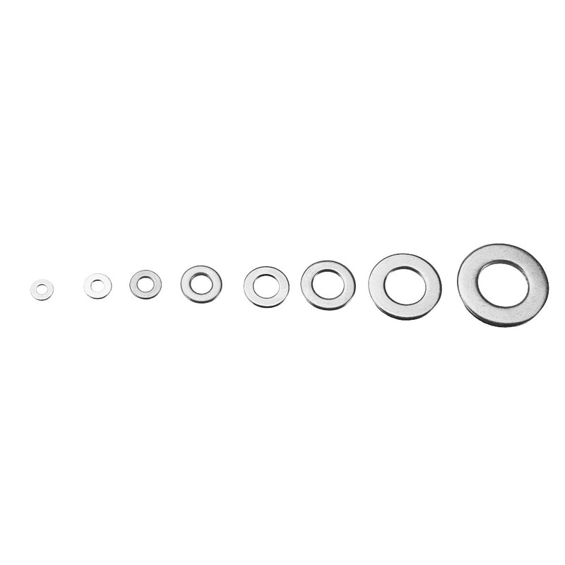 1500pcs M2 M2.5 M3 M4 M5 M6 M8 M10 Hardware Stainless Steel Flat Washer Metric Flat Washers Assortment Kit